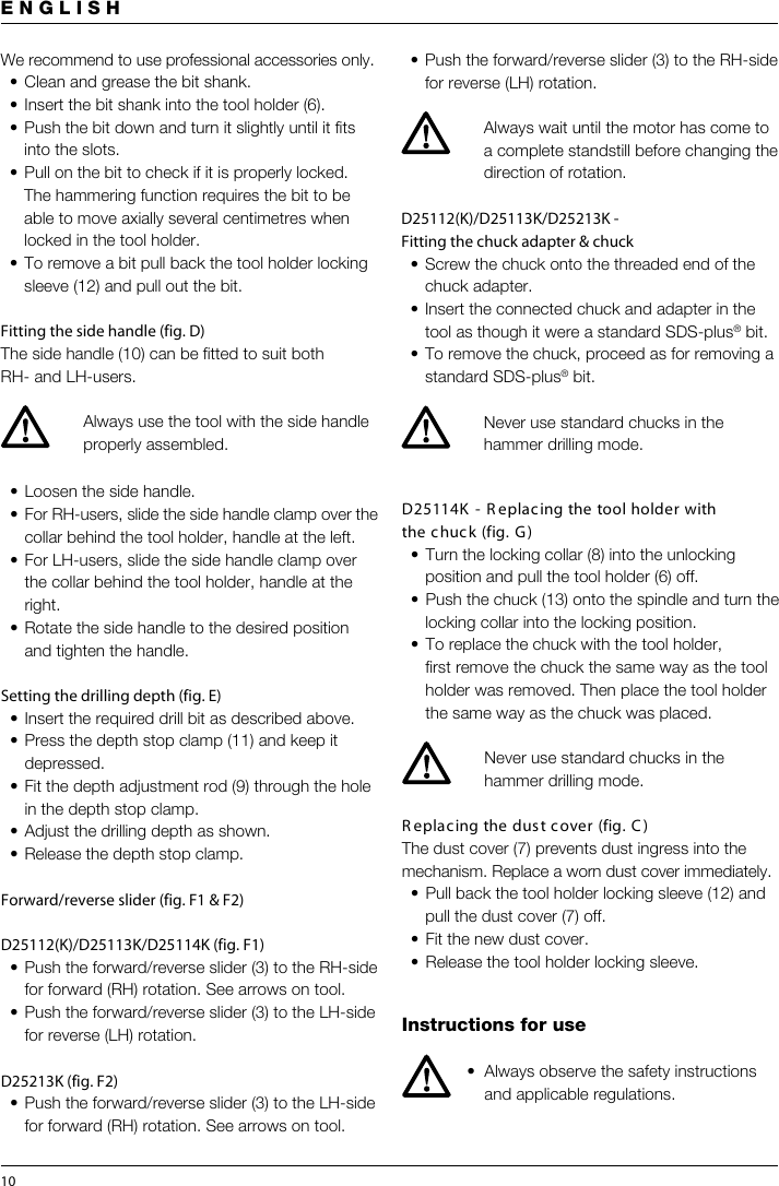 Page 10 of 12 - Dewalt Dewalt-D25213K-Users-Manual- D25102.PM7  Dewalt-d25213k-users-manual