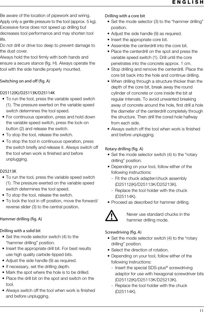 Page 11 of 12 - Dewalt Dewalt-D25213K-Users-Manual- D25102.PM7  Dewalt-d25213k-users-manual