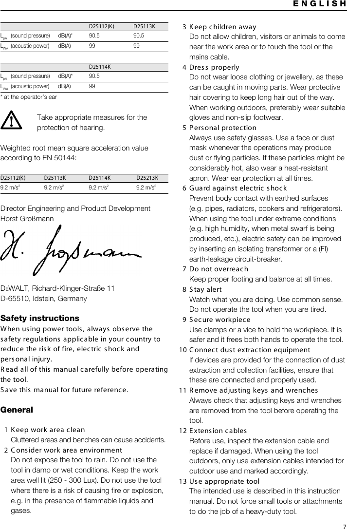 Page 7 of 12 - Dewalt Dewalt-D25213K-Users-Manual- D25102.PM7  Dewalt-d25213k-users-manual