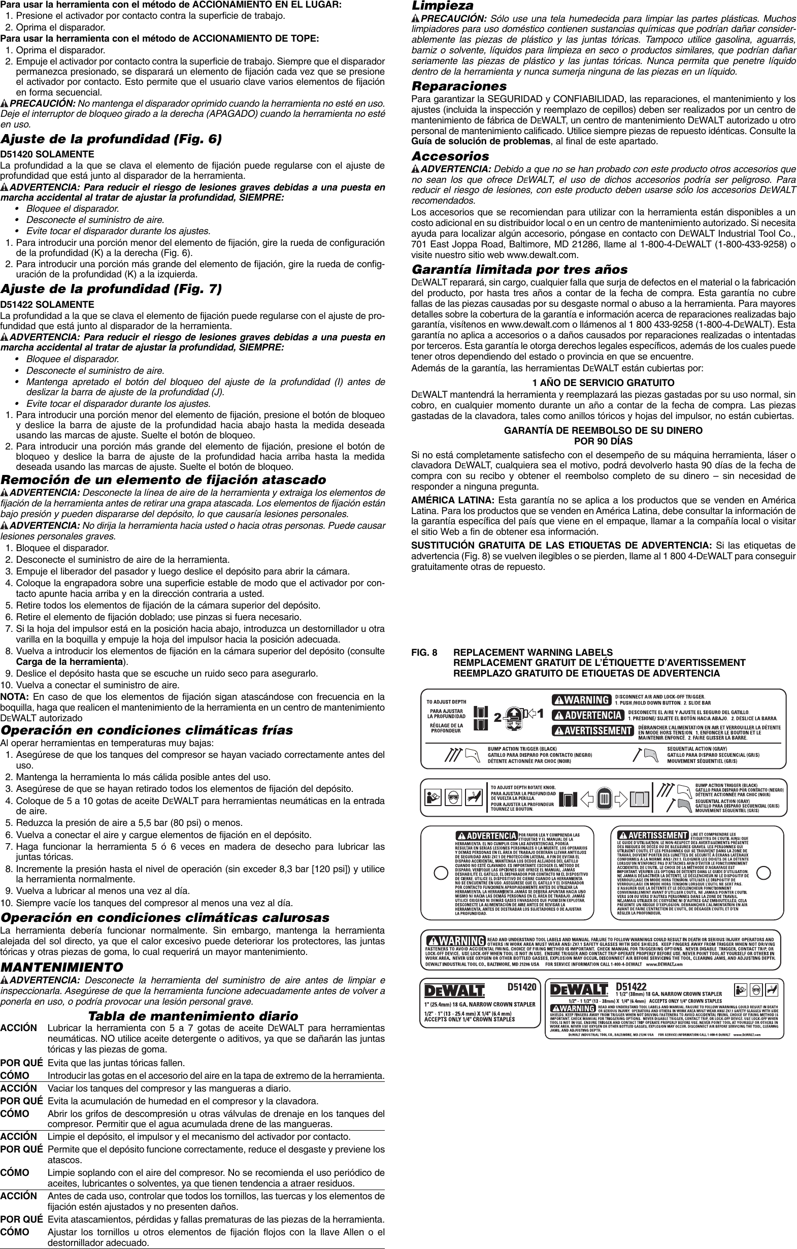 Page 7 of 10 - Dewalt Dewalt-D51422-Users-Manual- 643103-00,D51420,11x17  Dewalt-d51422-users-manual