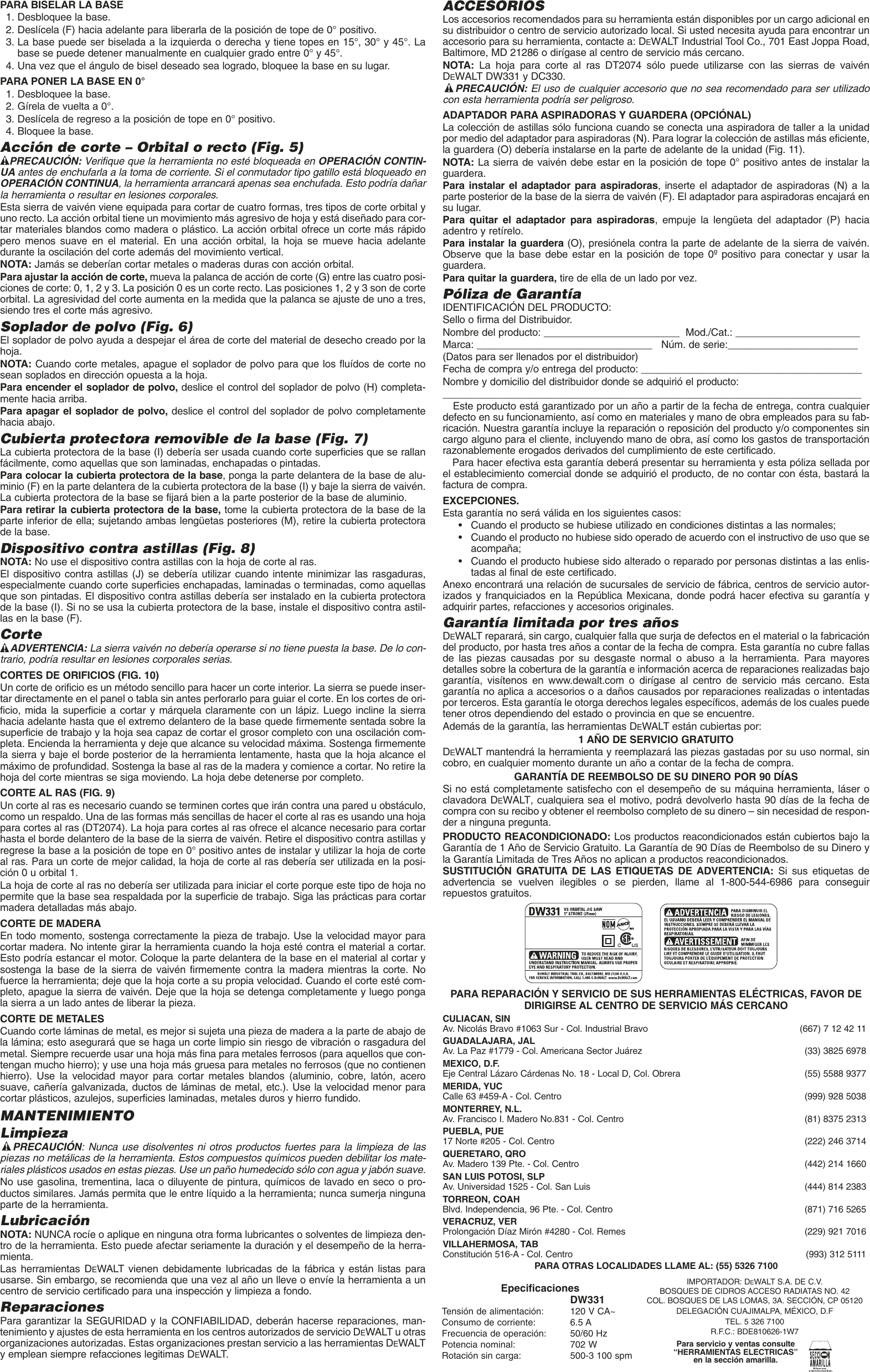 Page 6 of 6 - Dewalt Dewalt-Dw331-Instruction-Manual- 586831-01,DW331 Dewalt-dw331-instruction-manual