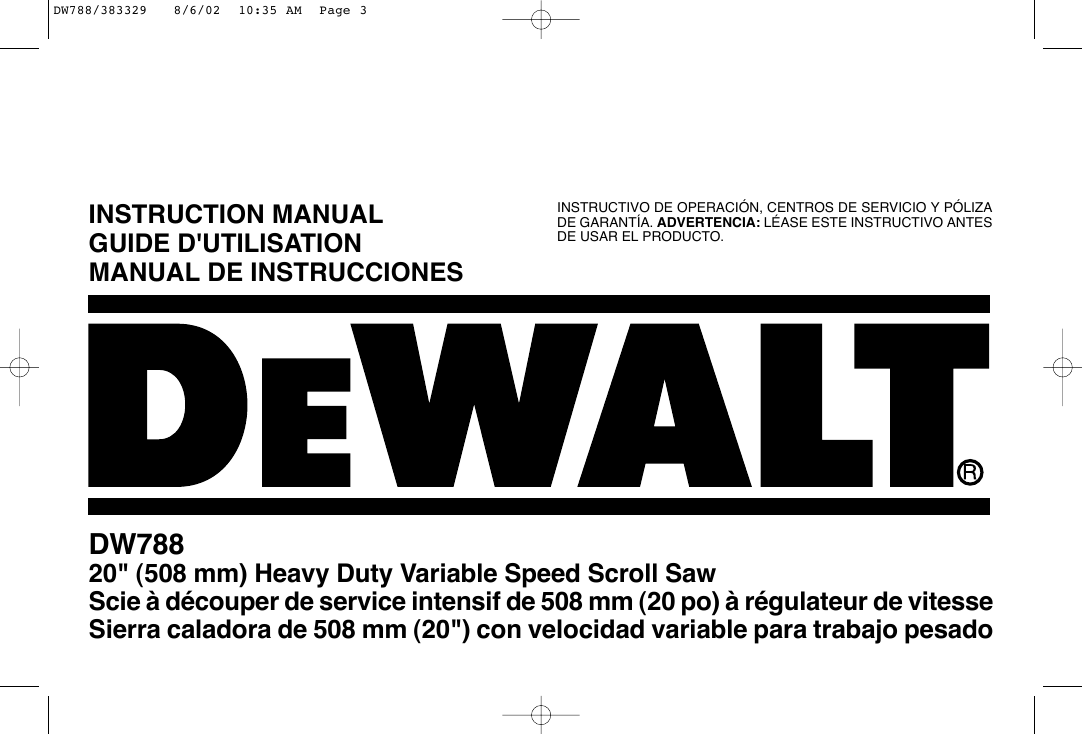 Page 1 of 10 - Dewalt Dewalt-Dw788-Instruction-Manual- ManualsLib - Makes It Easy To Find Manuals Online!  Dewalt-dw788-instruction-manual