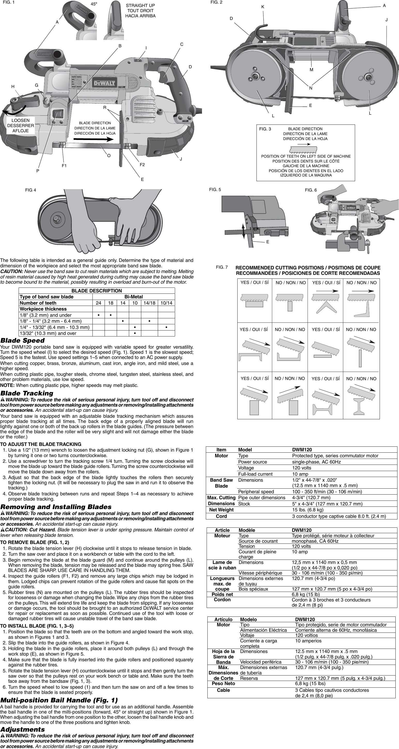 Page 2 of 7 - Dewalt Dewalt-Dwm120-Users-Manual- 662802-00,01 Man Band Saw DWM120 NA  Dewalt-dwm120-users-manual