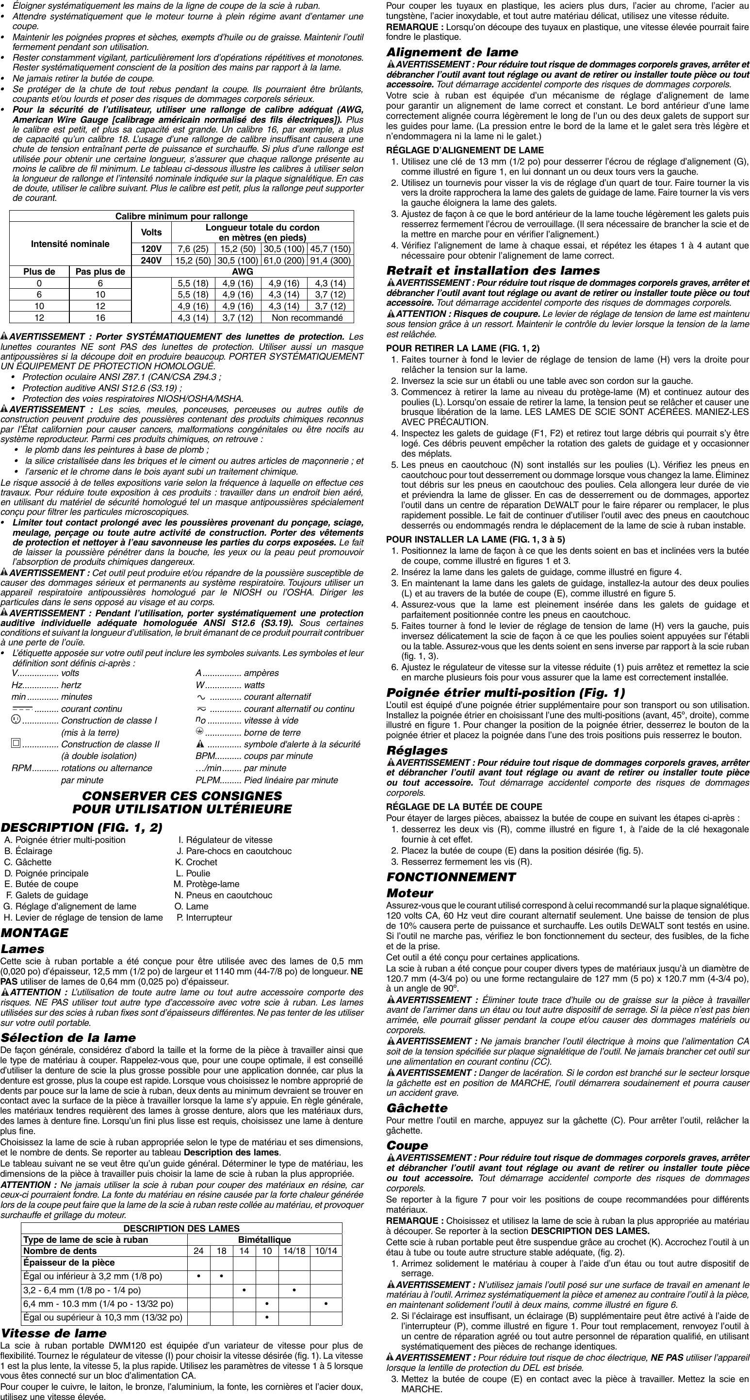 Page 4 of 7 - Dewalt Dewalt-Dwm120-Users-Manual- 662802-00,01 Man Band Saw DWM120 NA  Dewalt-dwm120-users-manual