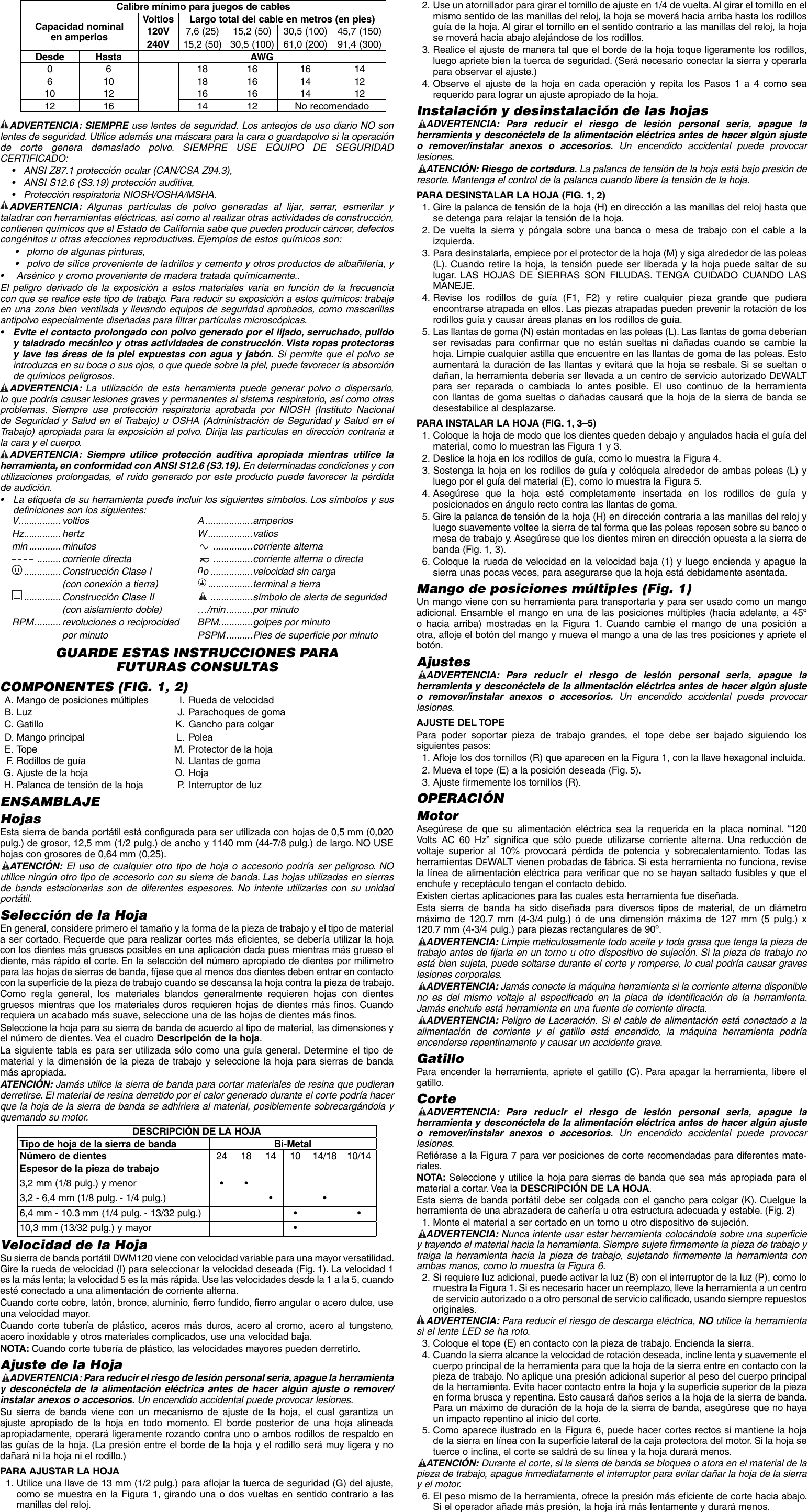 Page 6 of 7 - Dewalt Dewalt-Dwm120-Users-Manual- 662802-00,01 Man Band Saw DWM120 NA  Dewalt-dwm120-users-manual