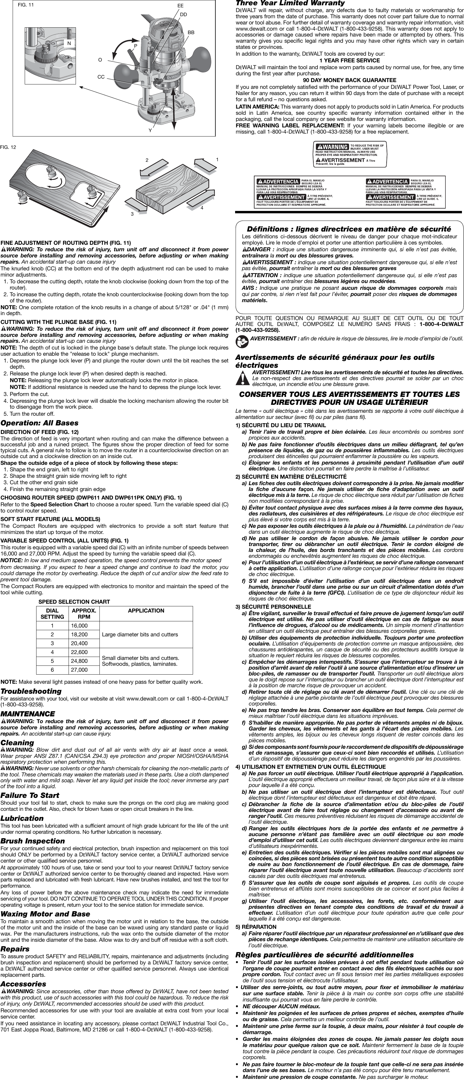 Page 3 of 7 - Dewalt Dewalt-Dwp610-Users-Manual- A27313 Mnl Compact Router NA Dewalt-dwp610-users-manual