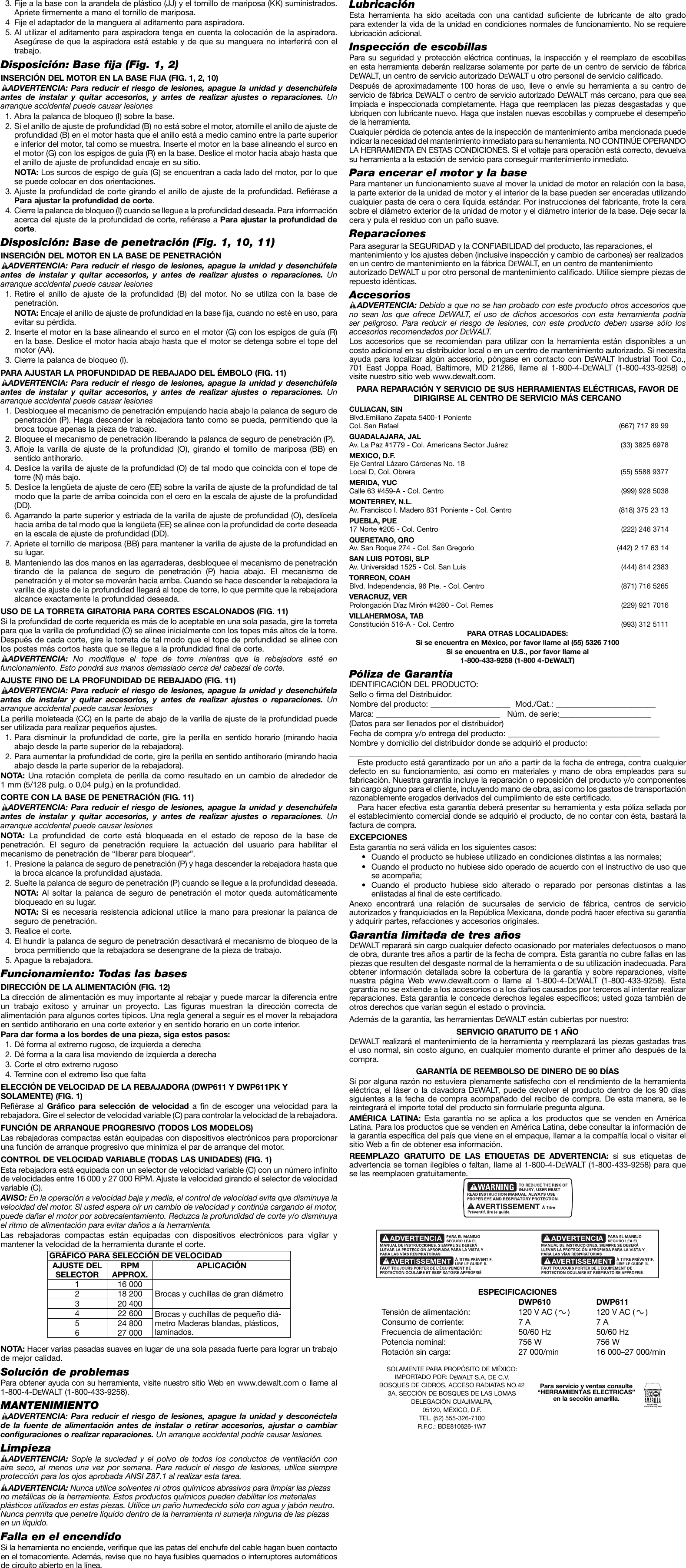 Page 7 of 7 - Dewalt Dewalt-Dwp610-Users-Manual- A27313 Mnl Compact Router NA Dewalt-dwp610-users-manual
