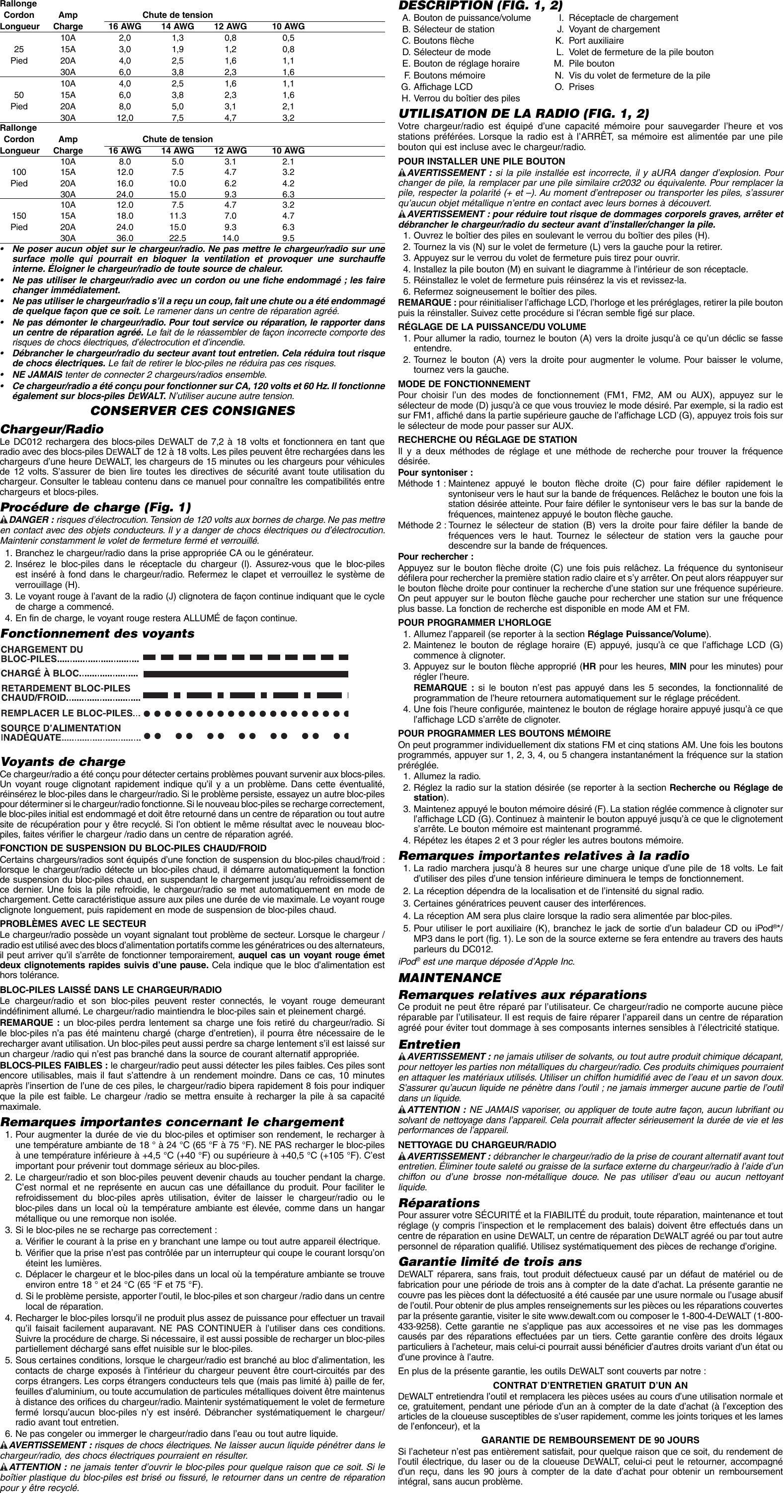 Page 4 of 7 - Dewalt Dewalt-Worksite-Radio-With-Built-In-Charger-Dc012-Instruction-Manual- N031867 Man Charger Radio DC012 NA  Dewalt-worksite-radio-with-built-in-charger-dc012-instruction-manual