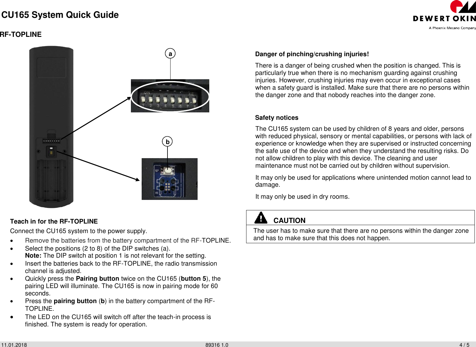 Page 4 of DewertOkin CUA1125 CU165 User Manual 1
