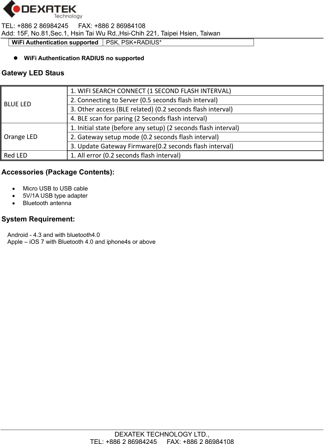 Dexatek Technology Sa7113 Smart Hub User Manual