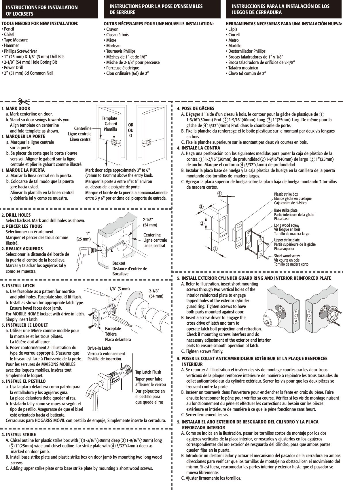 Dexter DB1000 Deadbolt Standard Instructions Installation Instructions
