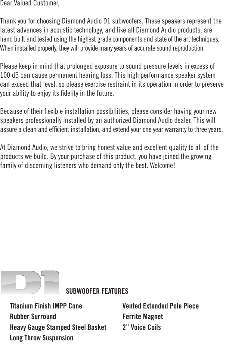 Page 2 of 4 - Diamond-Audio-Technology Diamond-Audio-Technology-D110-Users-Manual-  Diamond-audio-technology-d110-users-manual