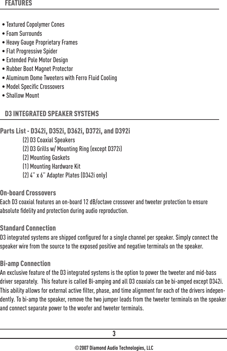 Page 3 of 8 - Diamond-Audio-Technology Diamond-Audio-Technology-D3-Component-Speaker-Systems-Users-Manual-  Diamond-audio-technology-d3-component-speaker-systems-users-manual