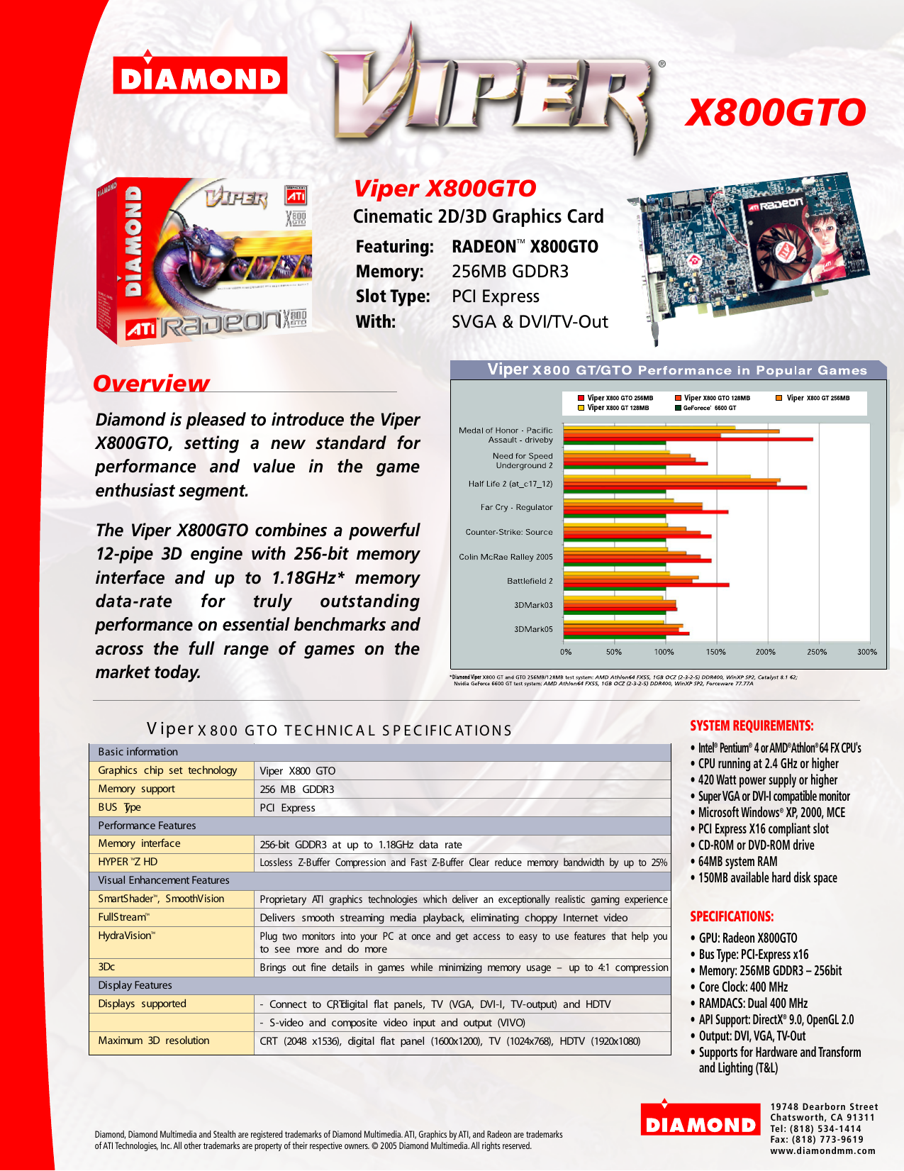 Page 1 of 1 - Diamond-Multimedia Diamond-Multimedia-Viper-X800Gto-Users-Manual- ViperX800GTO_SpecSheet  Diamond-multimedia-viper-x800gto-users-manual