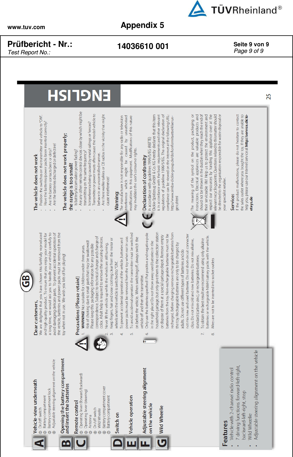 www.tuv.com Appendix 5  Prüfbericht - Nr.:  Test Report No.: 14036610 001 Seite 9 von 9 Page 9 of 9     