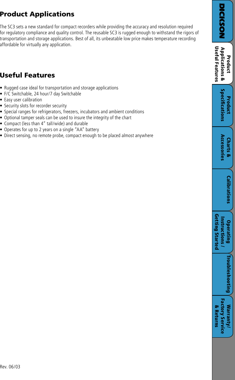 Page 2 of 8 - Dickson-Industrial Dickson-Industrial-Sc3-Users-Manual- SC3 Web Manual  Dickson-industrial-sc3-users-manual