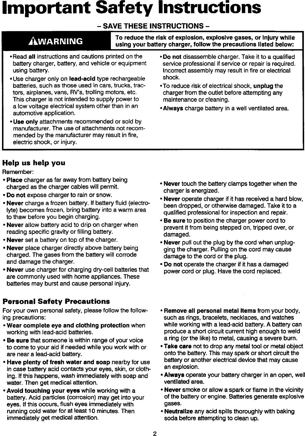 Page 3 of 12 - Diehard 20071312 User Manual  BATTERY CHARGER - Manuals And Guides L0305326