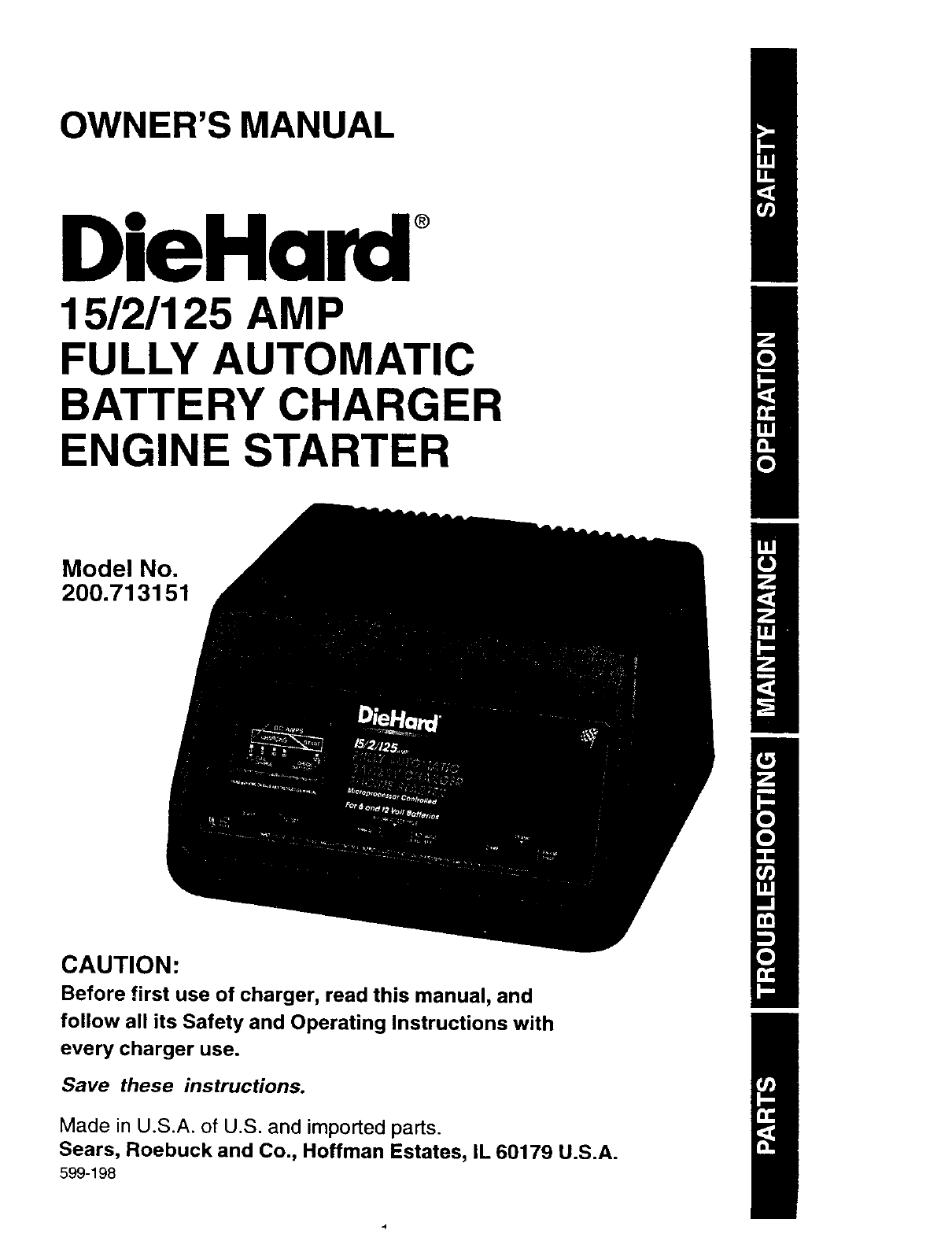 Diehard 200713151 User Manual BATTERY CHARGER Manuals And Guides L0305319