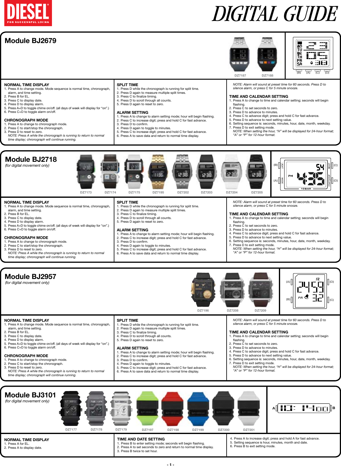 diesel watch instruction manuals