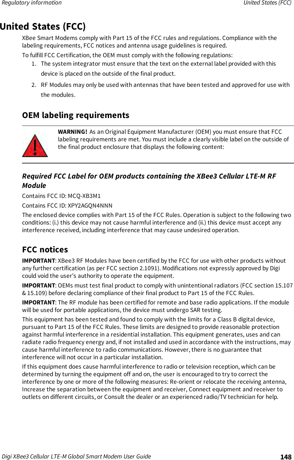 Page 148 of Digi XB3M1 XBee3 Cellular LTE-M User Manual 