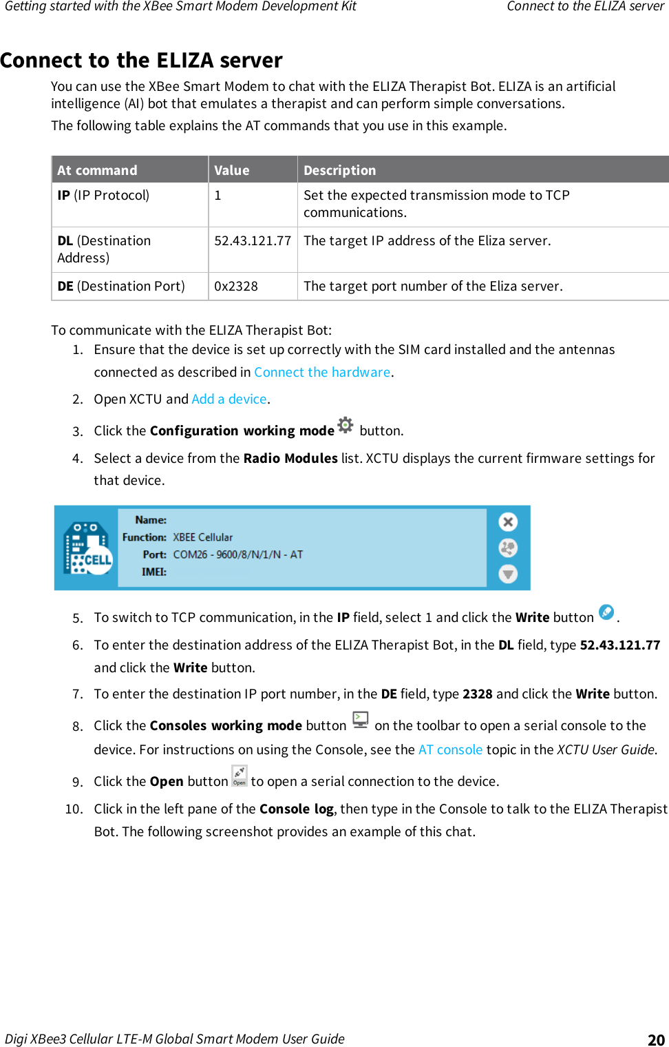Page 20 of Digi XB3M1 XBee3 Cellular LTE-M User Manual 
