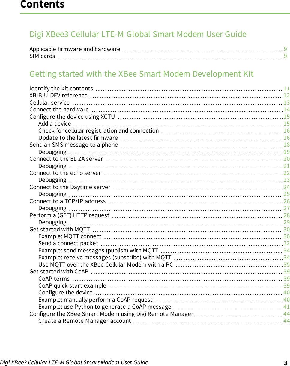Page 3 of Digi XB3M1 XBee3 Cellular LTE-M User Manual 