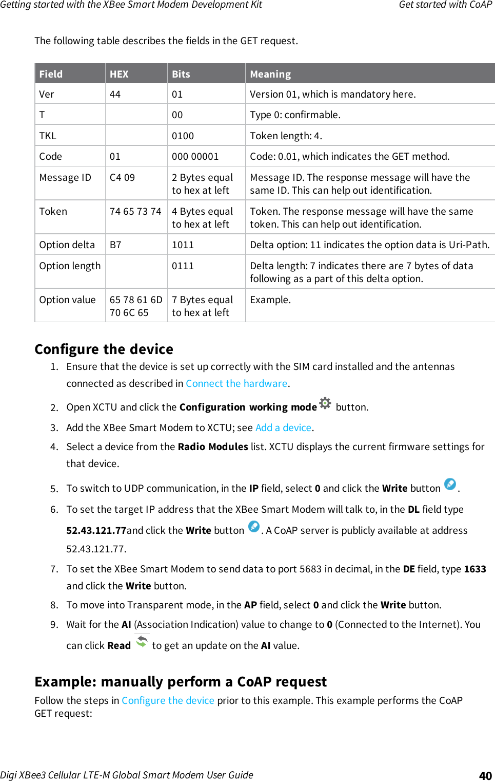 Page 40 of Digi XB3M1 XBee3 Cellular LTE-M User Manual 