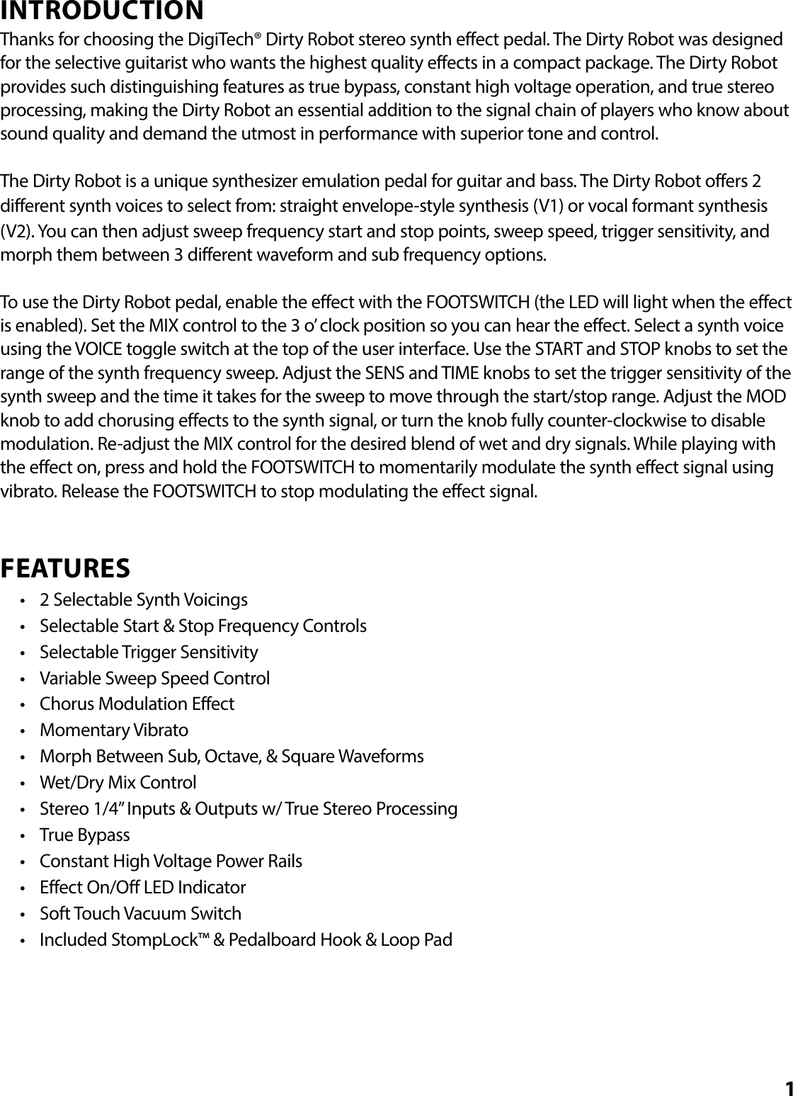 Page 3 of 12 - DigiTech Dirty Robot User Manual  To The 9b75c929-8d97-41fa-ab8e-3815645942ec