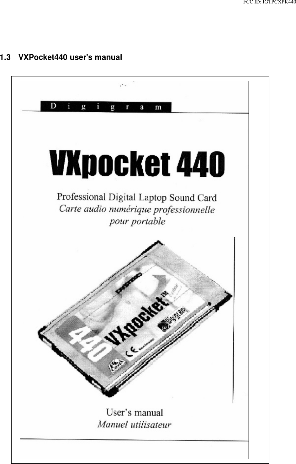 FCC ID: IGTPCXPK4401.3 VXPocket440 user&apos;s manual