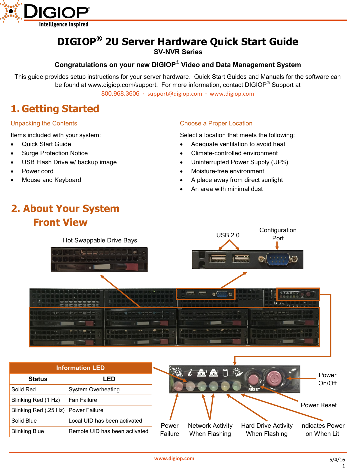 DIGIOP 2U Server Hardware Quick Start Guide