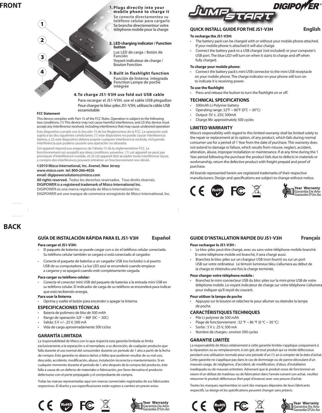 Page 1 of 1 - Digipower Digipower-Baby-Jumper-Js1-Vh3-Users-Manual- JS1-V3H2 QuickGuide Rev1  Digipower-baby-jumper-js1-vh3-users-manual