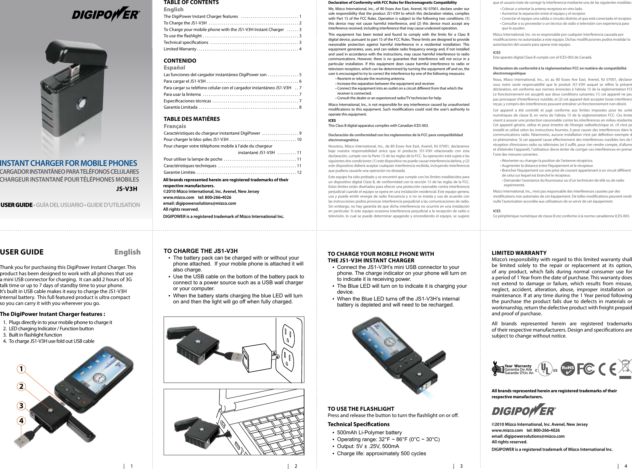 Page 1 of 2 - Digipower Digipower-Js-V3H-Users-Manual-  Digipower-js-v3h-users-manual