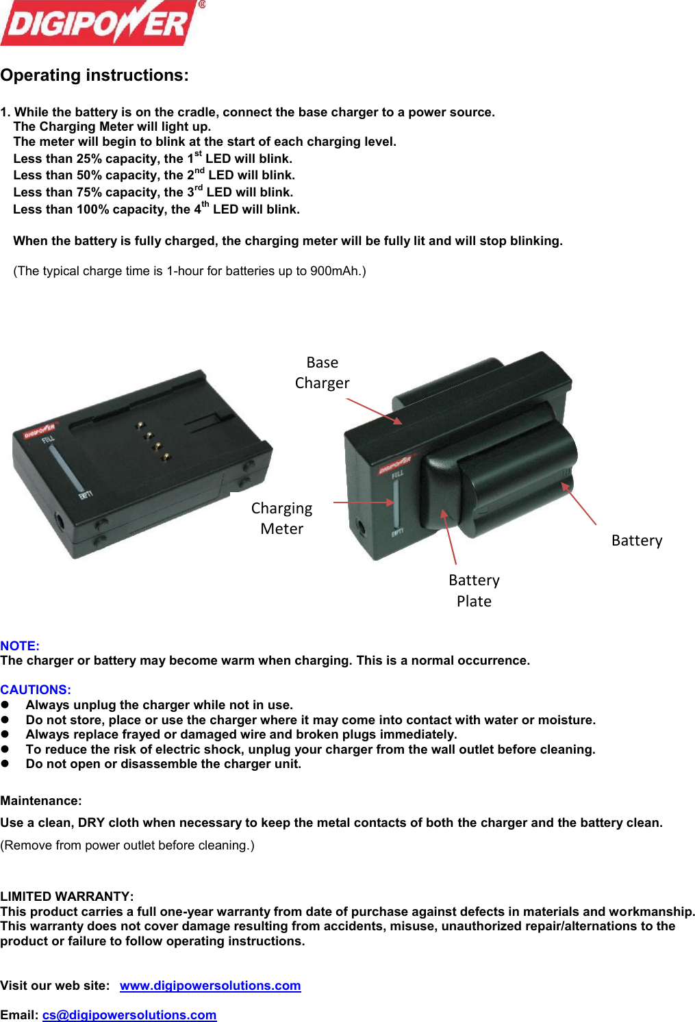Page 2 of 2 - Digipower Digipower-Tc-2000-Users-Manual- Operating Instructions For Travel Charger Item # TC-1000/RTC-1000/VTC-1000  Digipower-tc-2000-users-manual