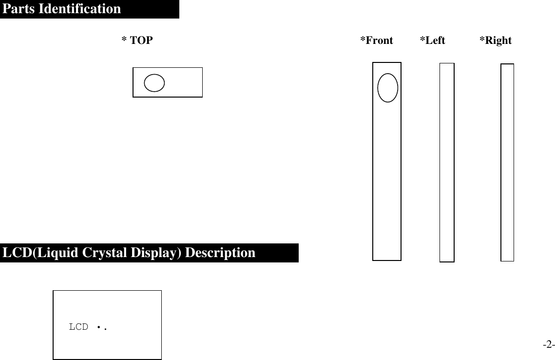 Parts Identification * TOP    *Front  *Left  *RightLCD(Liquid Crystal Display) Description             -2-  LCD •.
