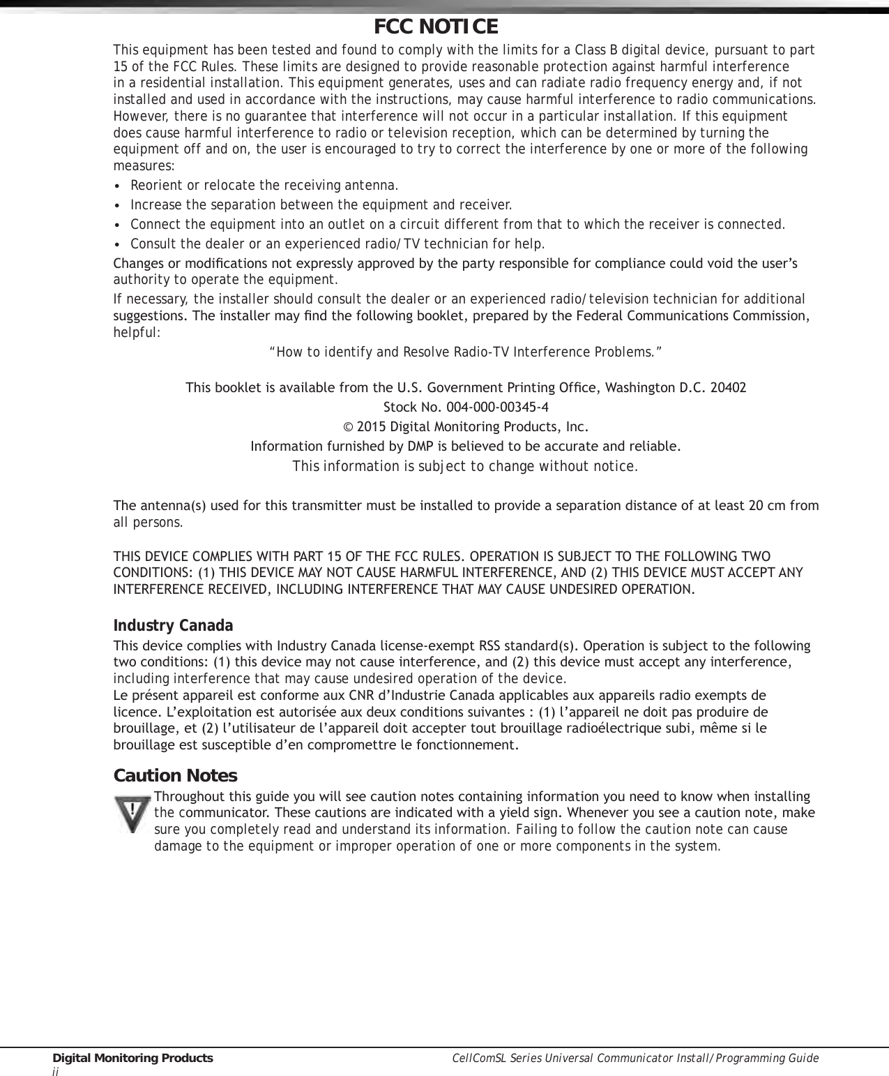 Page 2 of Digital Monitoring PC0163 Low Power Wireless Transceiver User Manual 