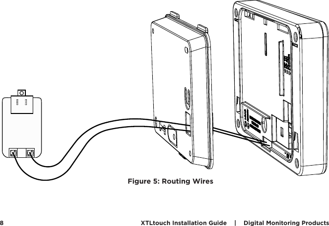 XTLtouch Installation Guide    |    Digital Monitoring Products  8Figure 5: Routing Wires 