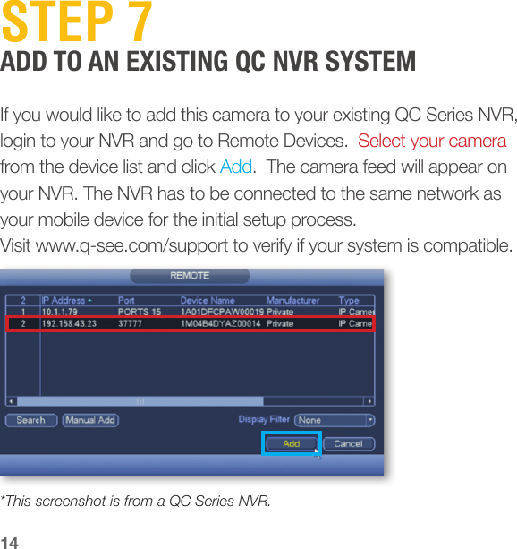 Page 14 of Digital Peripheral Solutions QCW3MP1D Wi-Fi SECURITY DOME CAMERA User Manual users manual