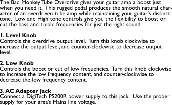 Page 4 of 12 - Digitech Digitech-Bad-Monkey-Owner-S-Manual Bad Monkey Manual RevA