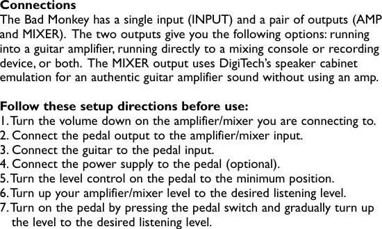 Page 8 of 12 - Digitech Digitech-Bad-Monkey-Owner-S-Manual Bad Monkey Manual RevA