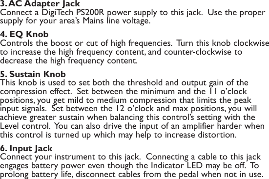 Page 6 of 12 - Digitech Digitech-Main-Squeeze-Owner-S-Manual Main Squeeze Manual - V