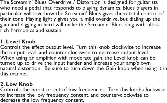 Page 4 of 12 - Digitech Digitech-Screamin-Blues-Owner-S-Manual Screamin' Blues Manual RevA