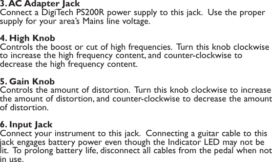 Page 6 of 12 - Digitech Digitech-Screamin-Blues-Owner-S-Manual Screamin' Blues Manual RevA