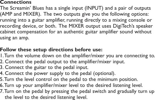 Page 8 of 12 - Digitech Digitech-Screamin-Blues-Owner-S-Manual Screamin' Blues Manual RevA