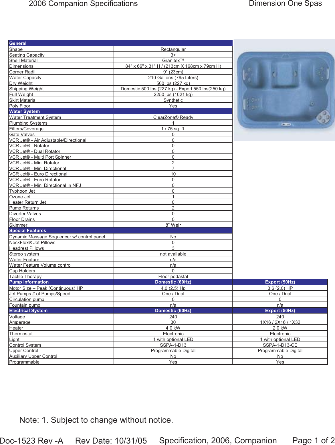 Page 1 of 2 - Dimension-One-Spas Dimension-One-Spas-Companion-Users-Manual- Doc-1523 COM  Dimension-one-spas-companion-users-manual