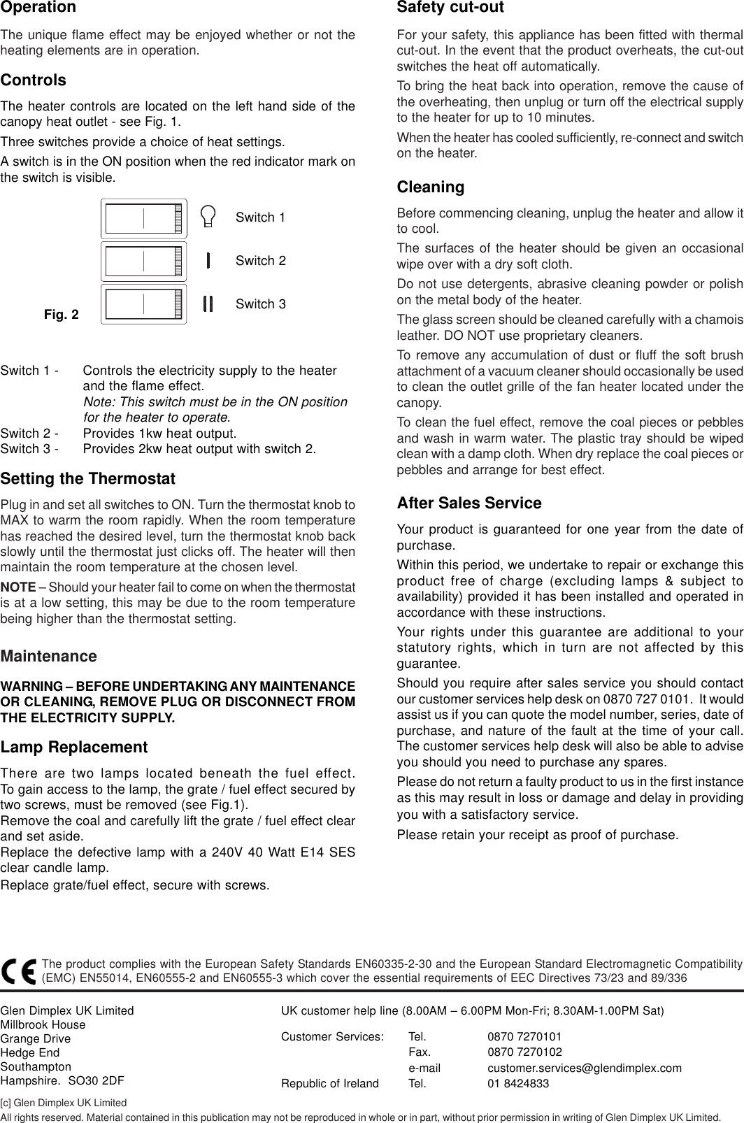 Dimplex Chb20Br Users Manual EC53.. Series Instructioons