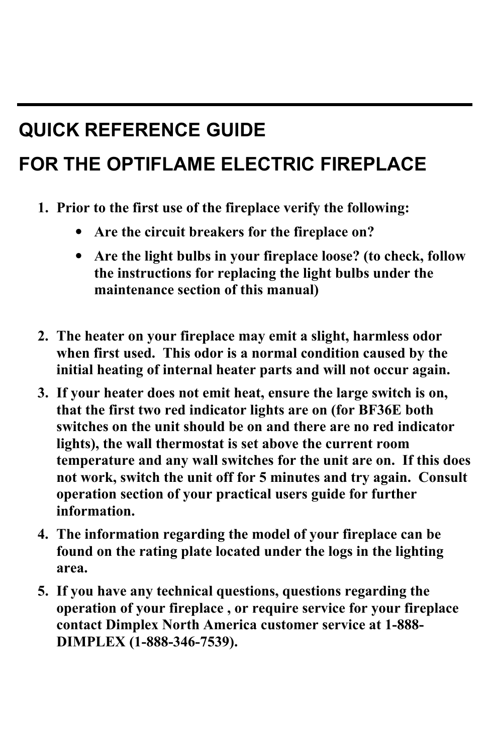 Page 2 of 10 - Dimplex Dimplex-Electric-Fireplace-Users-Manual- QUICK REFERENCE GUIDE  Dimplex-electric-fireplace-users-manual