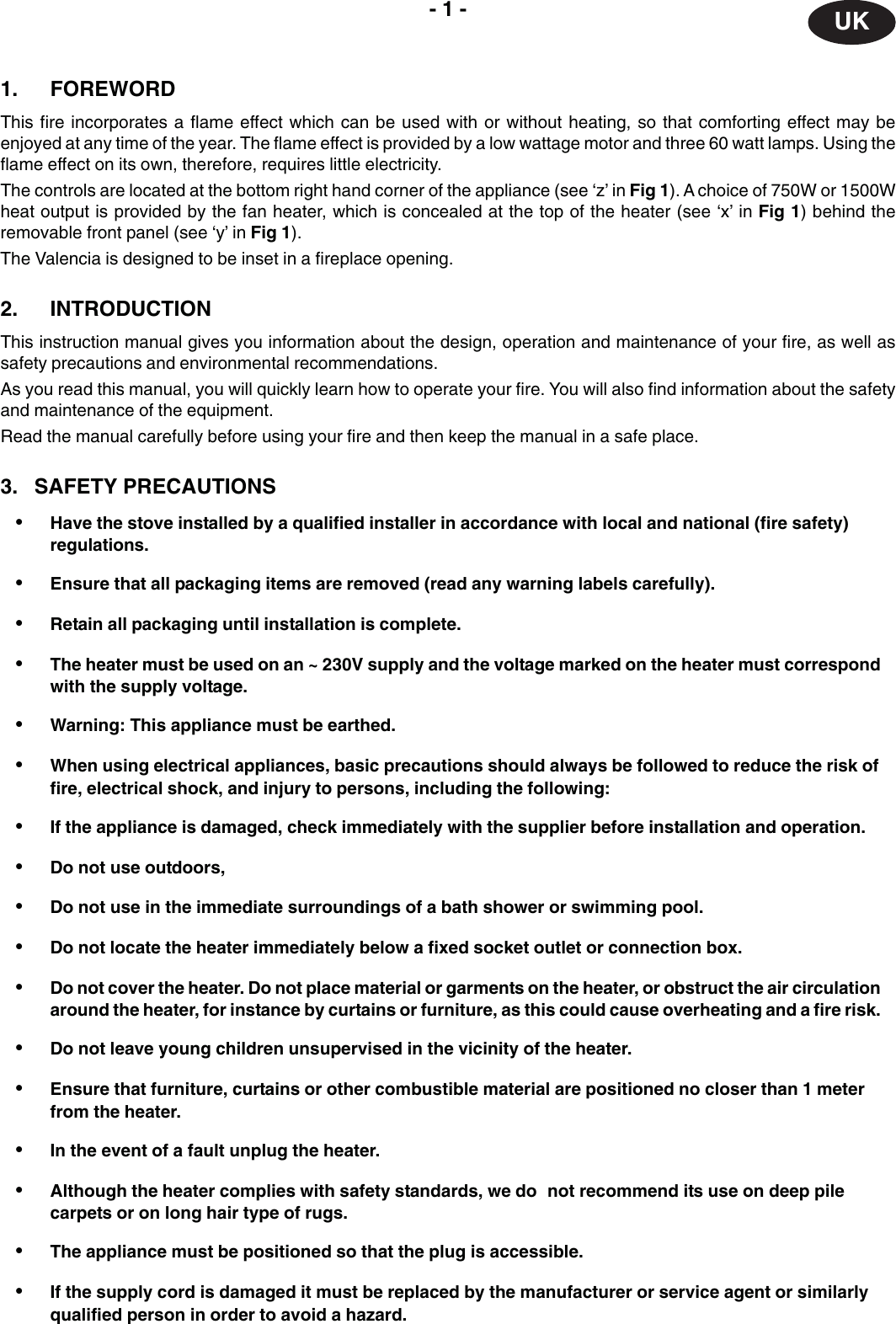 Page 5 of 8 - Dimplex Dimplex-Valencia-Users-Manual- Faber Spectra Instructions - Dimplex-valencia-users-manual