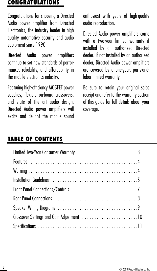 Page 2 of 12 - Directed-Audio Directed-Audio-350D-Users-Manual- G45011_11-03  Directed-audio-350d-users-manual