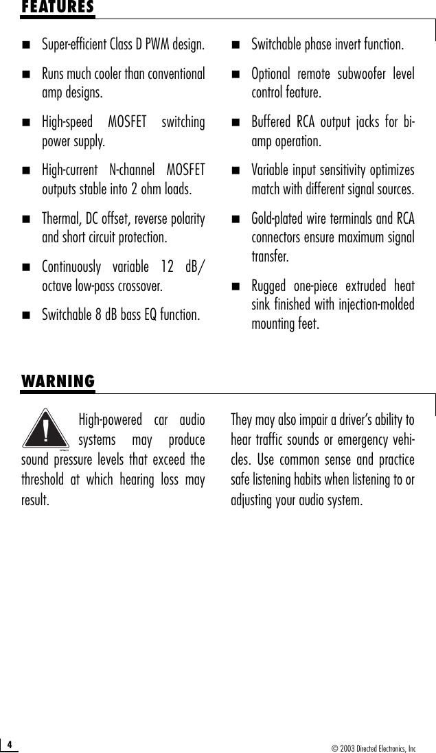 Page 4 of 12 - Directed-Audio Directed-Audio-350D-Users-Manual- G45011_11-03  Directed-audio-350d-users-manual