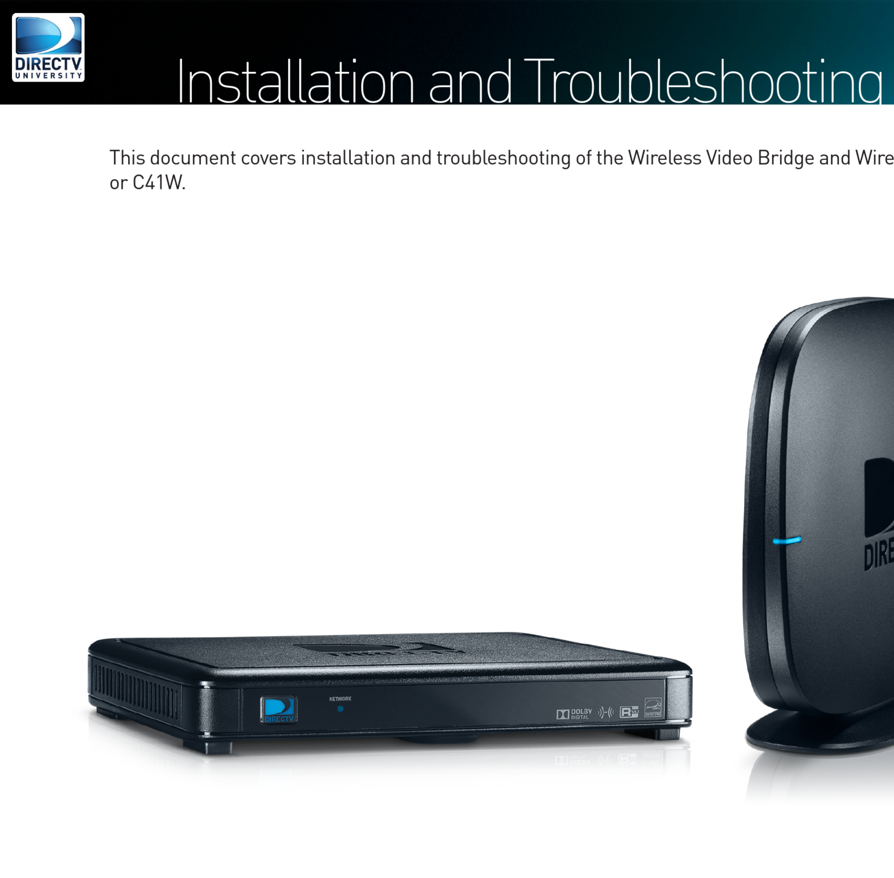 Directv Wvb Installation And Troubleshooting Manual 1003070 User